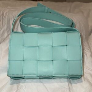 Bottega Veneta Aqua Woven Crossbody Bag small